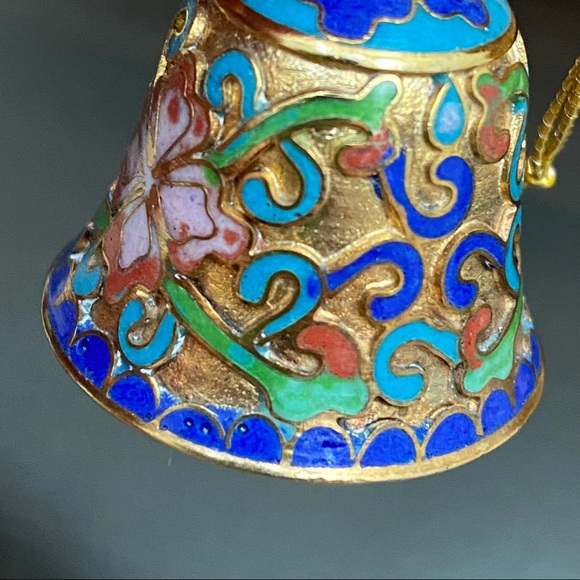 Vintage Cloisonné Champleve Miniature Collectible Bell Decor - Picture 10 of 10